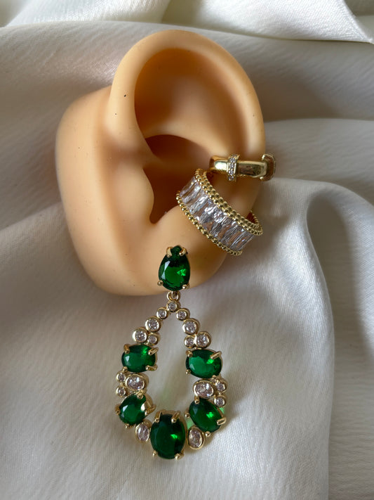 Aretes Gota Verde y Blanco