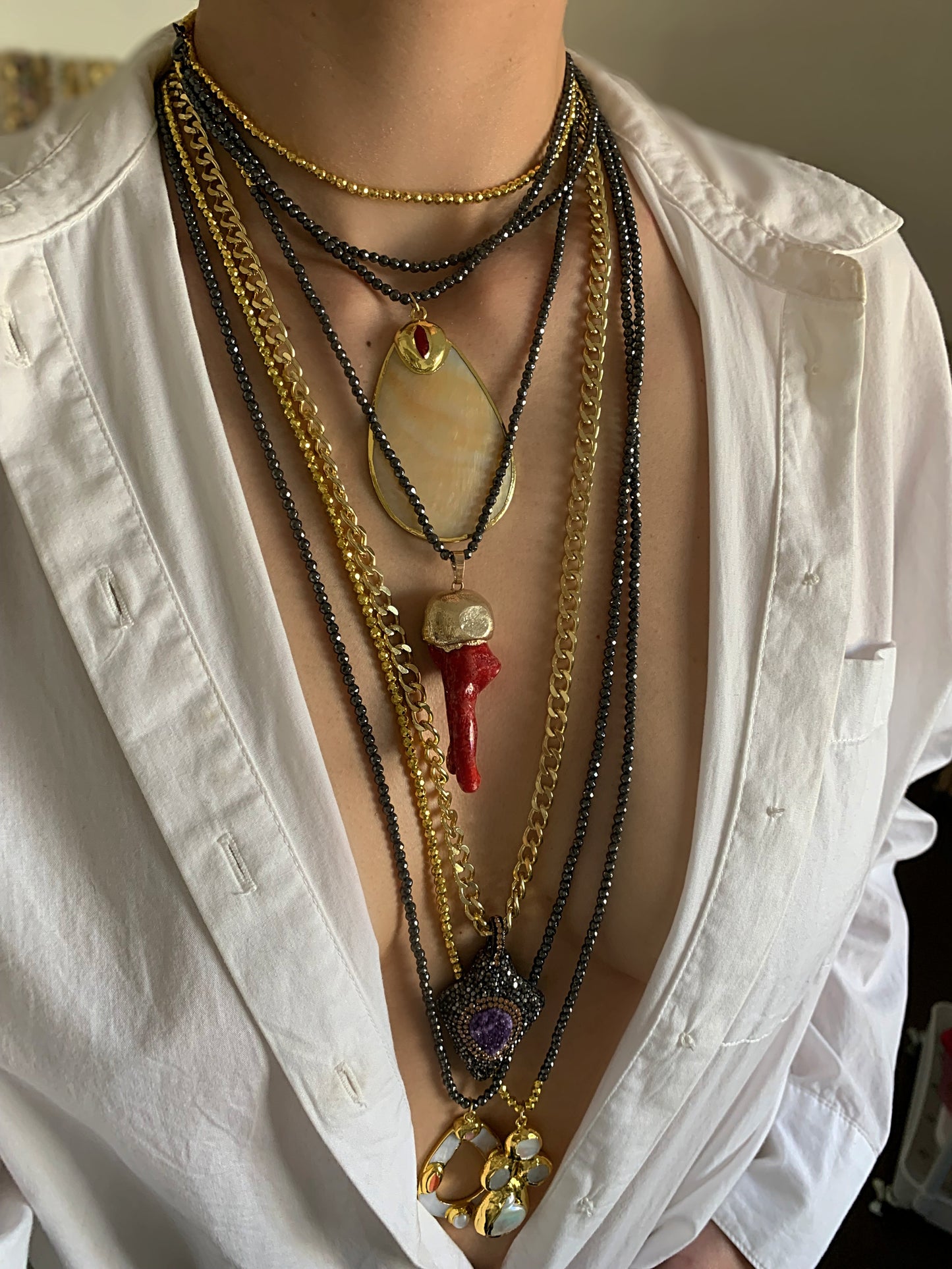 Collar Largo Perlas Irregular