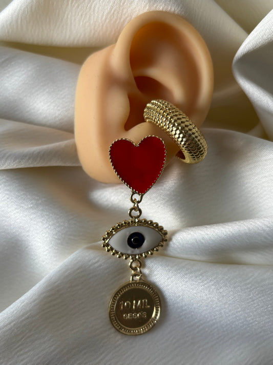 Aretes Corazon Ojo Moneda