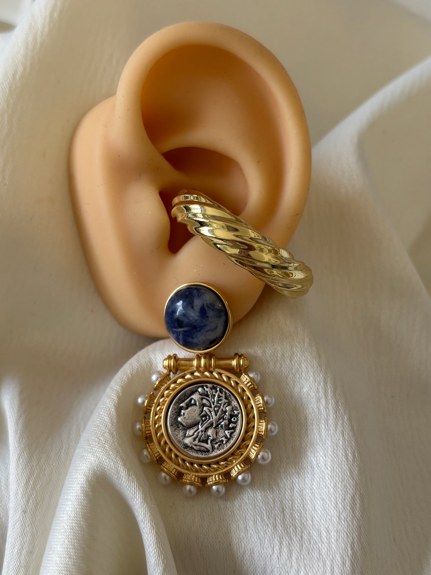 Aretes Monedas Perlas