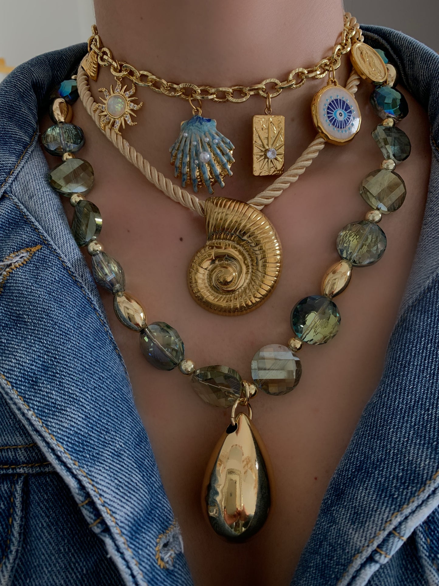 Collar Charms Azul Turquesa