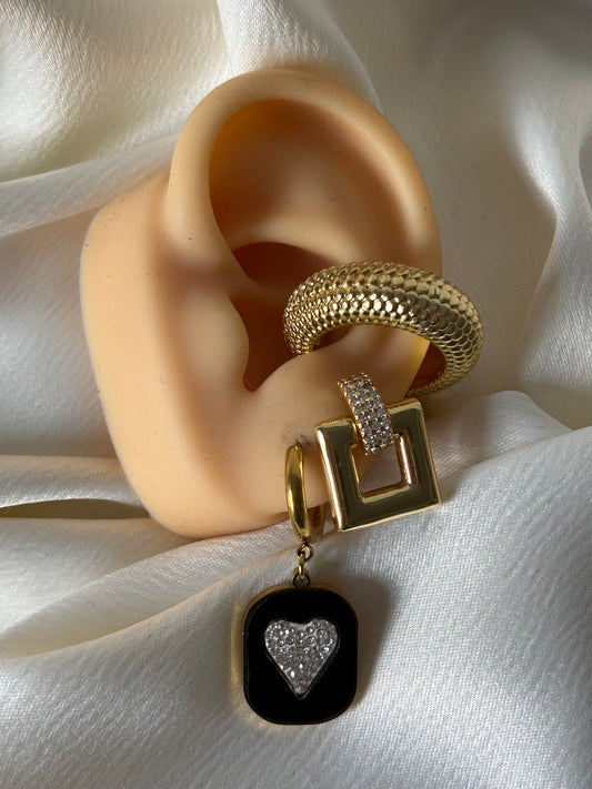 Aretes Placa Black & White