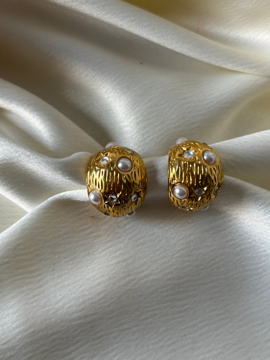 Aretes Media Bola Perlas