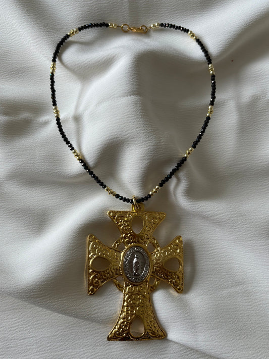 Collar Maxi Crucifijo Bitono