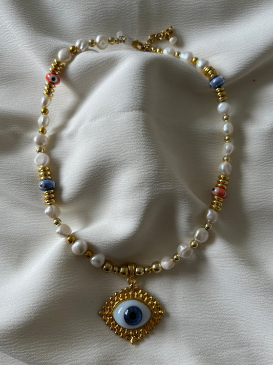 Collar Ojo Turco Perlas