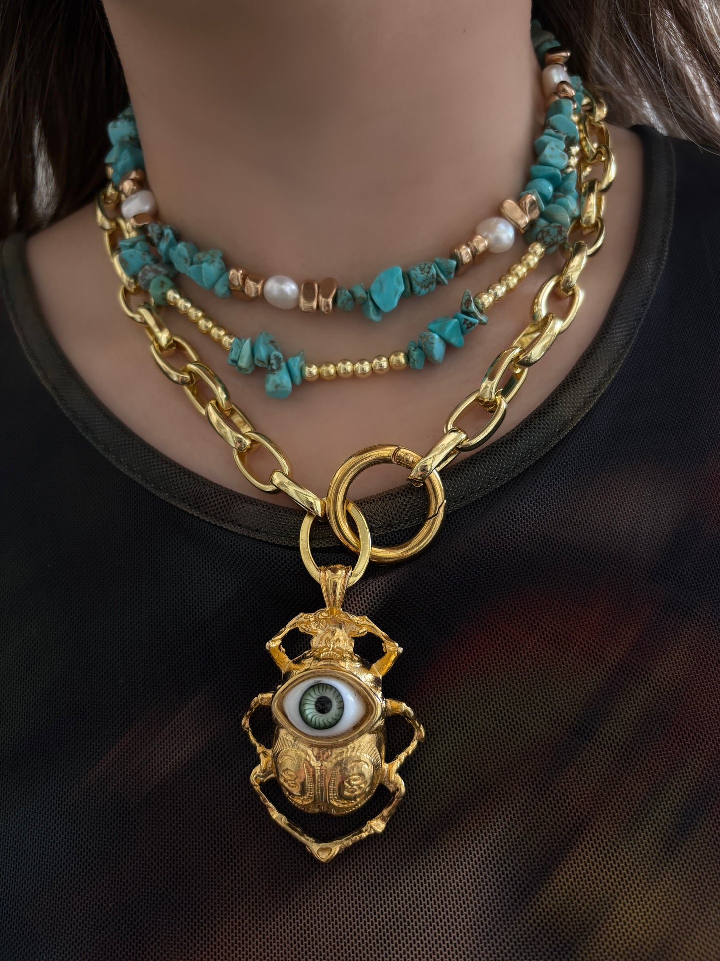 Collar Chips Turquesa