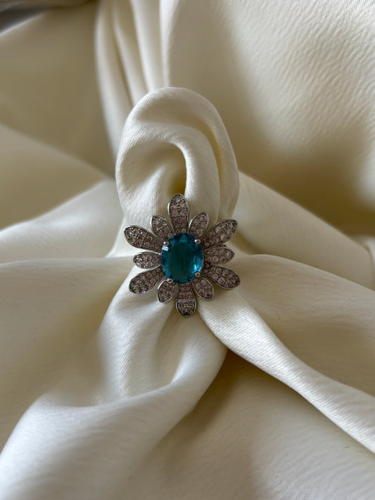 Anillo Flor Aqua