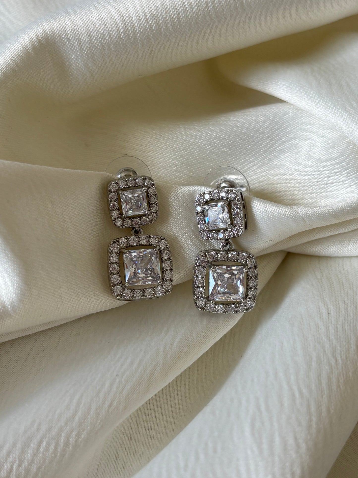 Aretes Doble Cubos Circonias