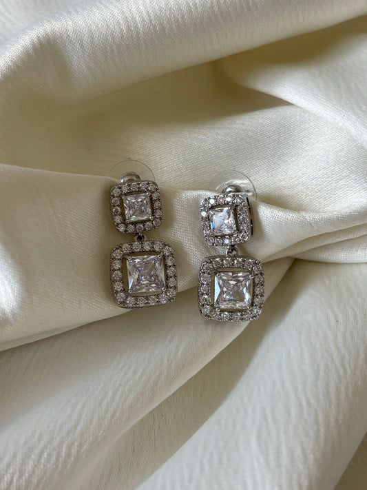 Aretes Doble Cubos Circonias