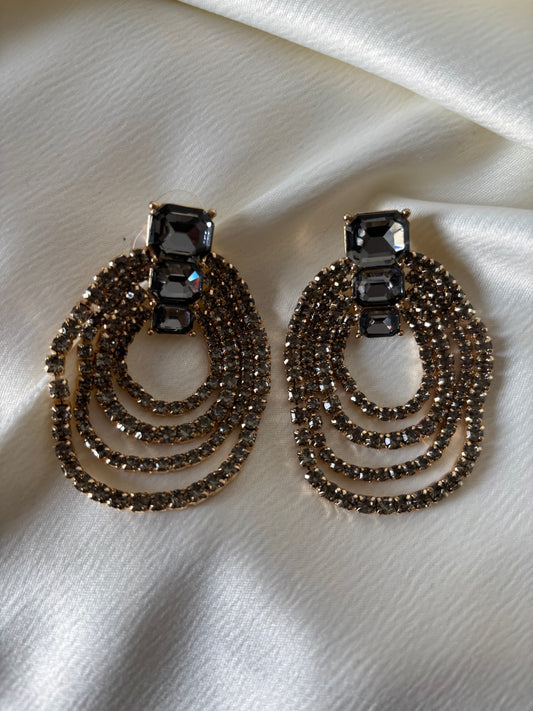 Aretes 4 Niveles Gris Oscuro