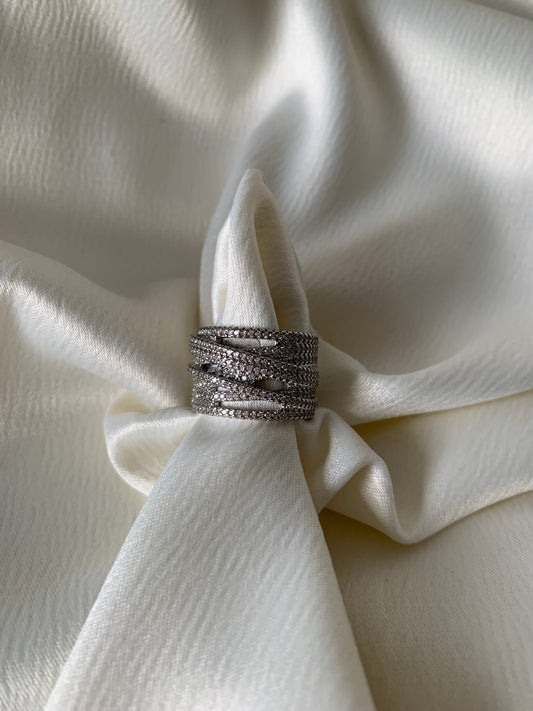 Anillo Chunky Lineas Circonias