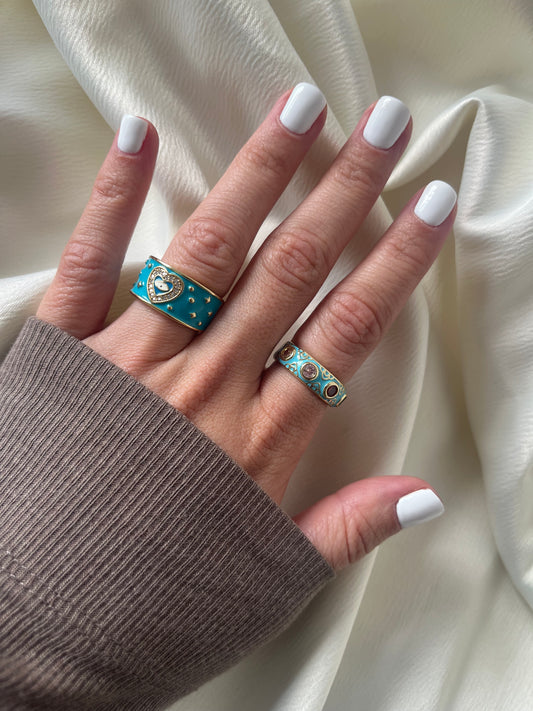 Set Anillos Turquesa