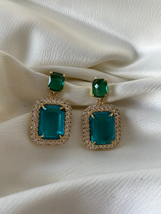 Aretes Circonias Azul Pavoreal