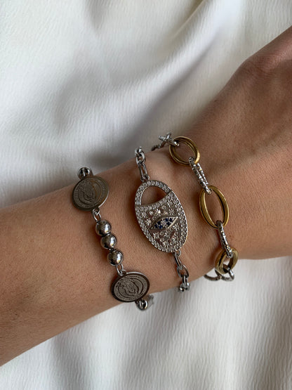 Set 3 Pulseras Plateado/Bitono