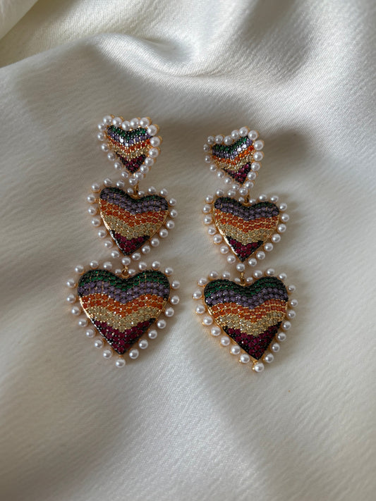 Aretes Corazon Multicolor