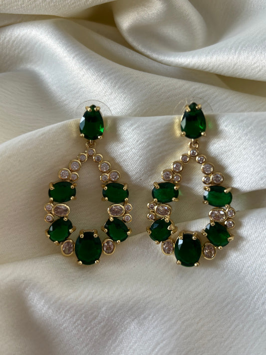 Aretes Gota Verde y Blanco