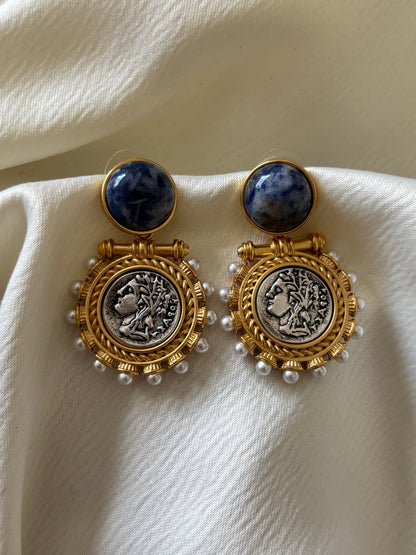 Aretes Monedas Perlas