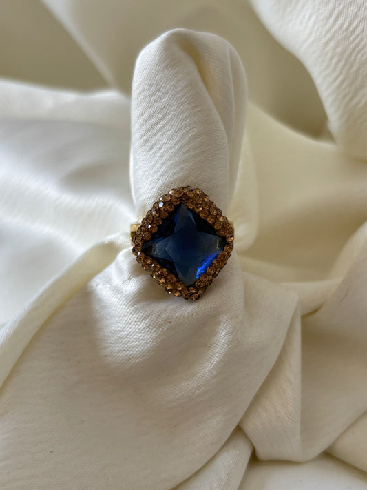 Anillo Rombo Cristal Azul