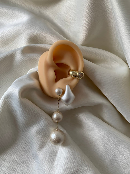 Set Aretes Largos 3 Perlas