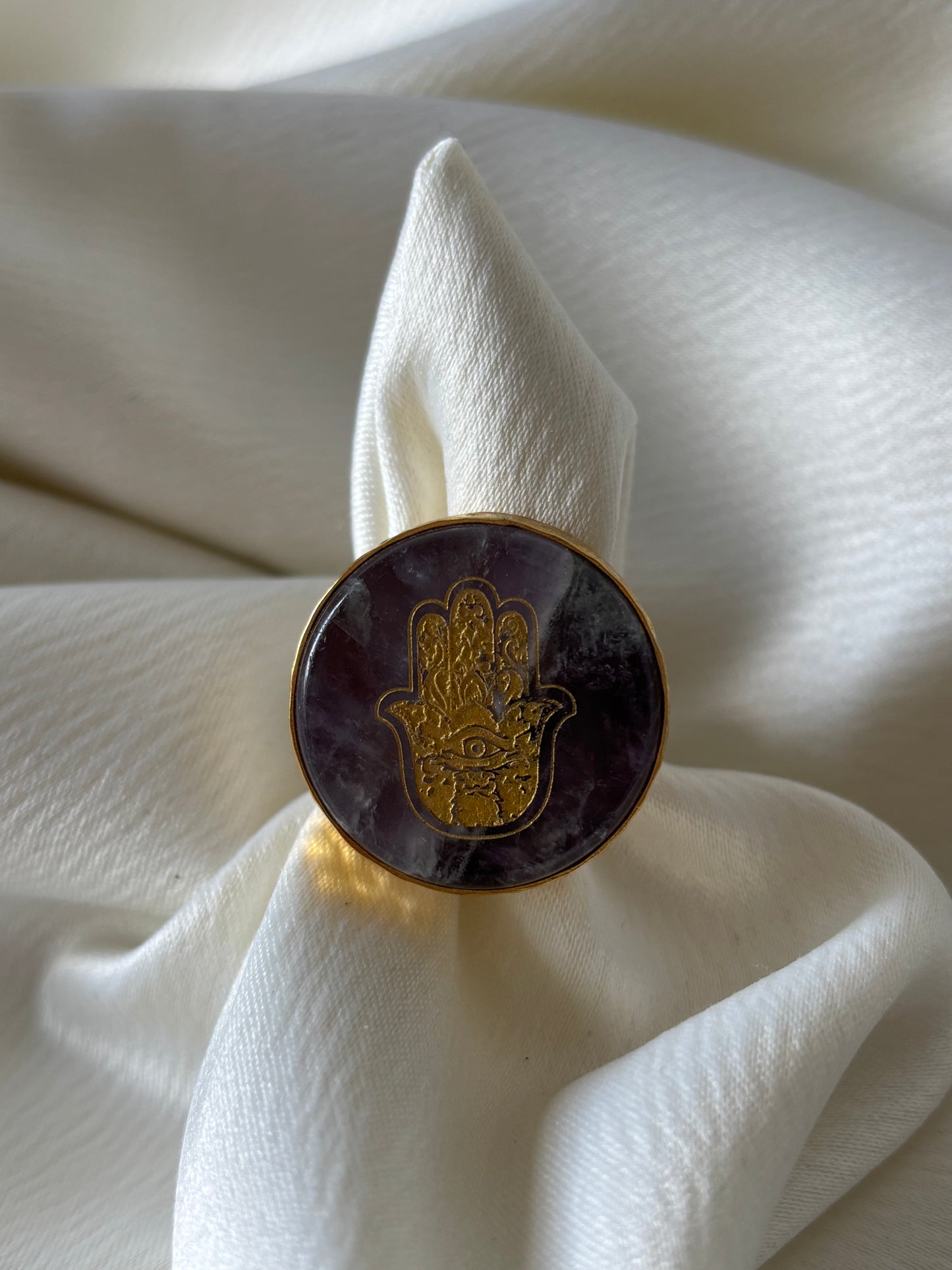 Anillo Boho Hamsa Amatista