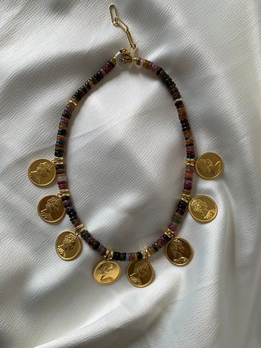Collar Turmalina Monedas