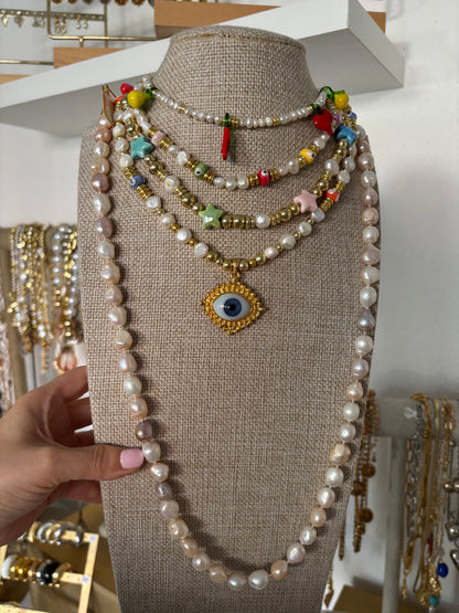 Collar Ojo Turco Perlas