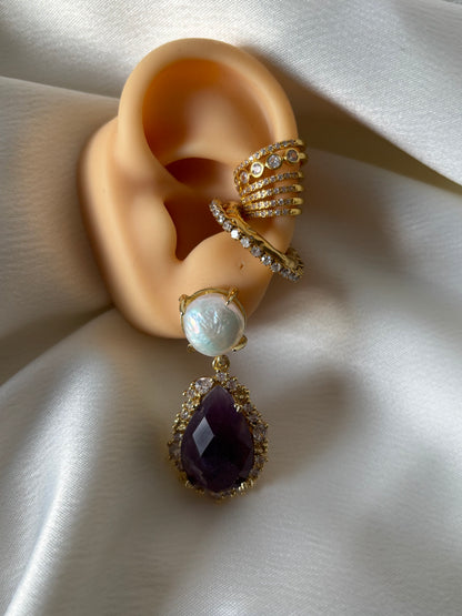 Aretes Rosa Pastel y Perla
