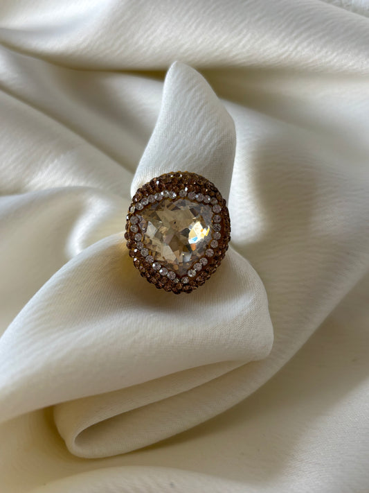 Anillo Espinela Cristal Dorado