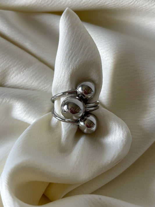 Anillo 3 Bolas Plateado